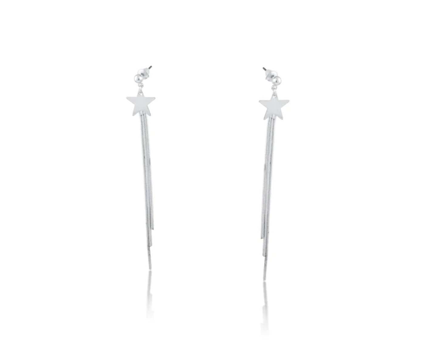 Star Drop Earrings - Silver