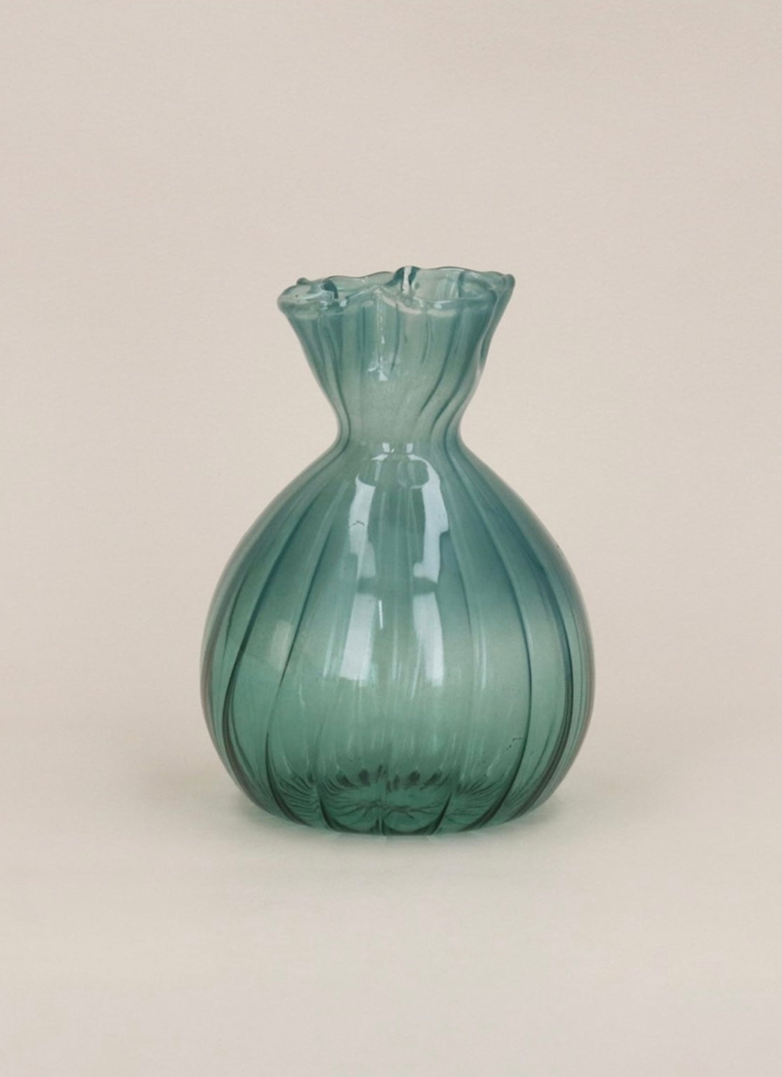 Petrol Blue Frill Top Bud Vase