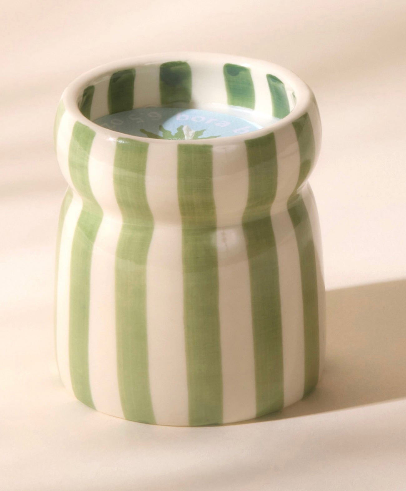 Paddywax ‘Bora Bora’ Sage Striped Ceramic Candle