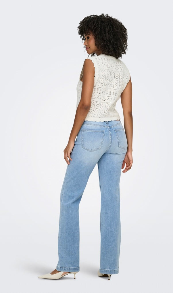 IRINA V-Neck Button Vest - Cloud Dancer