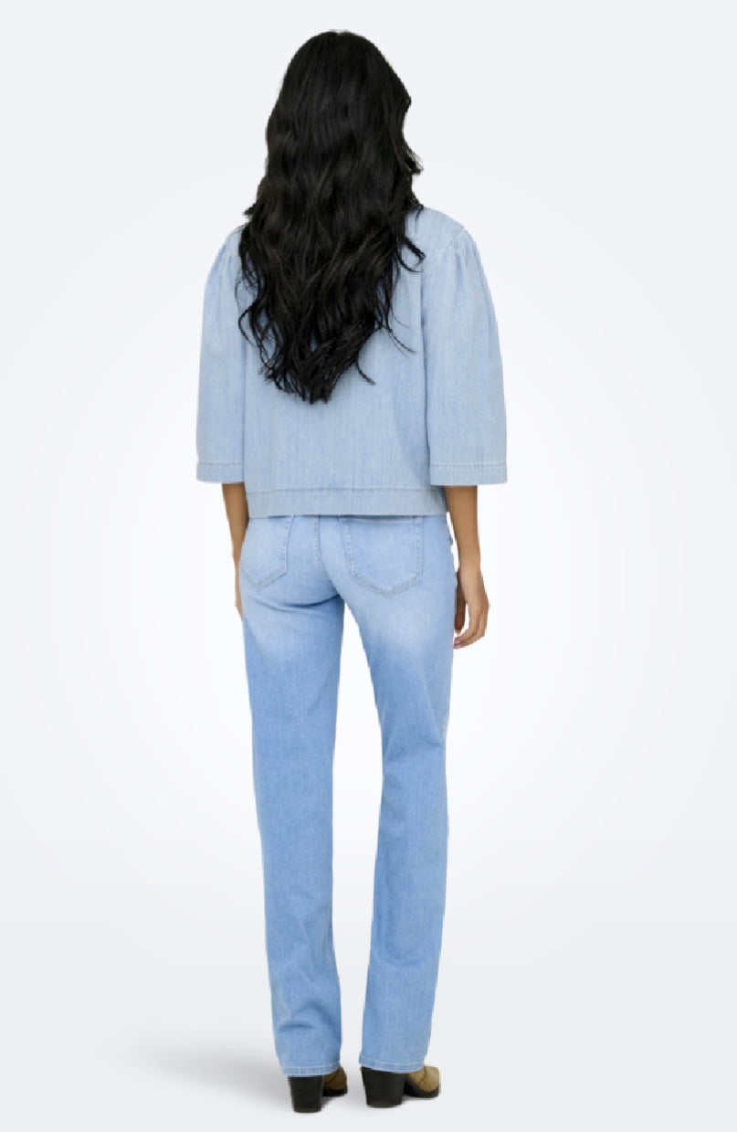 ZOLA 3/4 Denim Tie Top