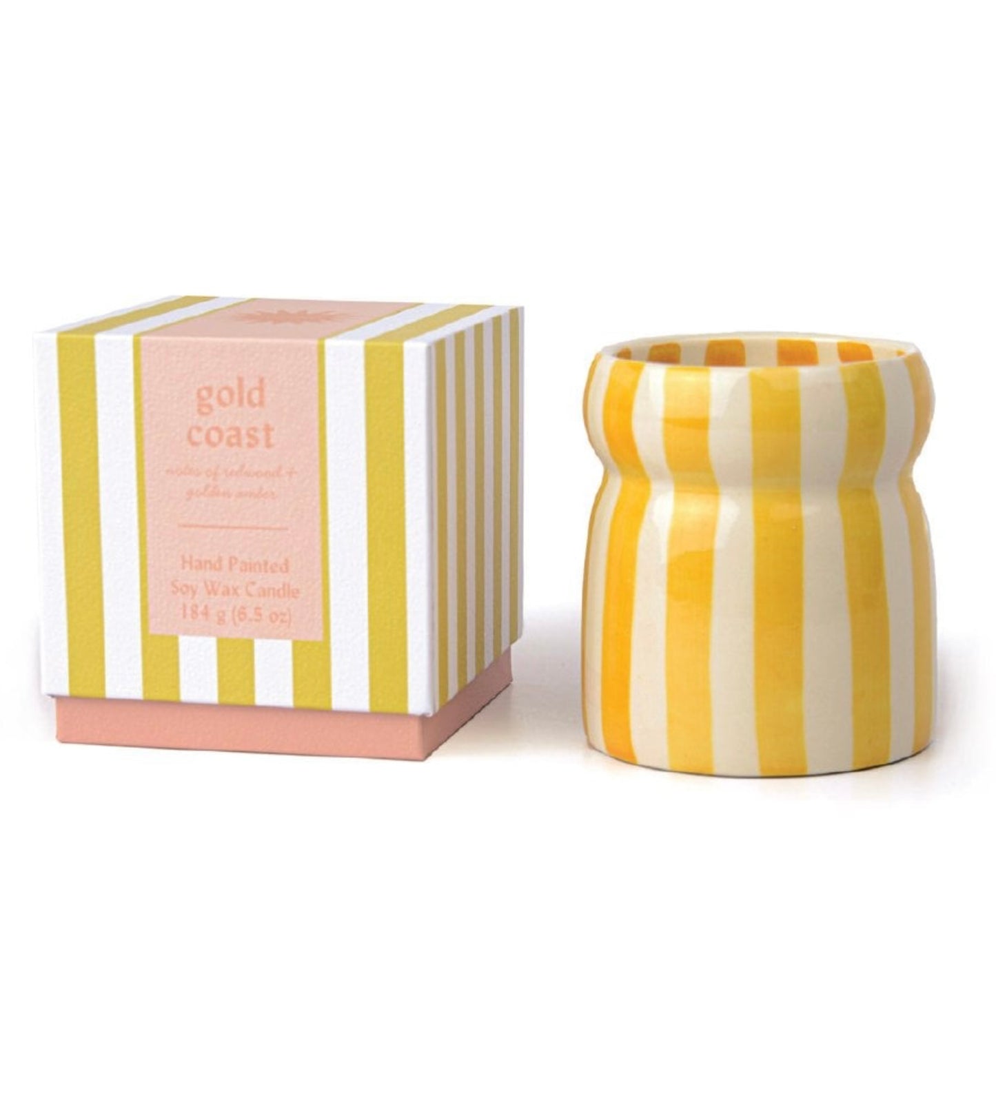 Paddywax ‘Gold Coast’ Yellow Striped Ceramic Candle