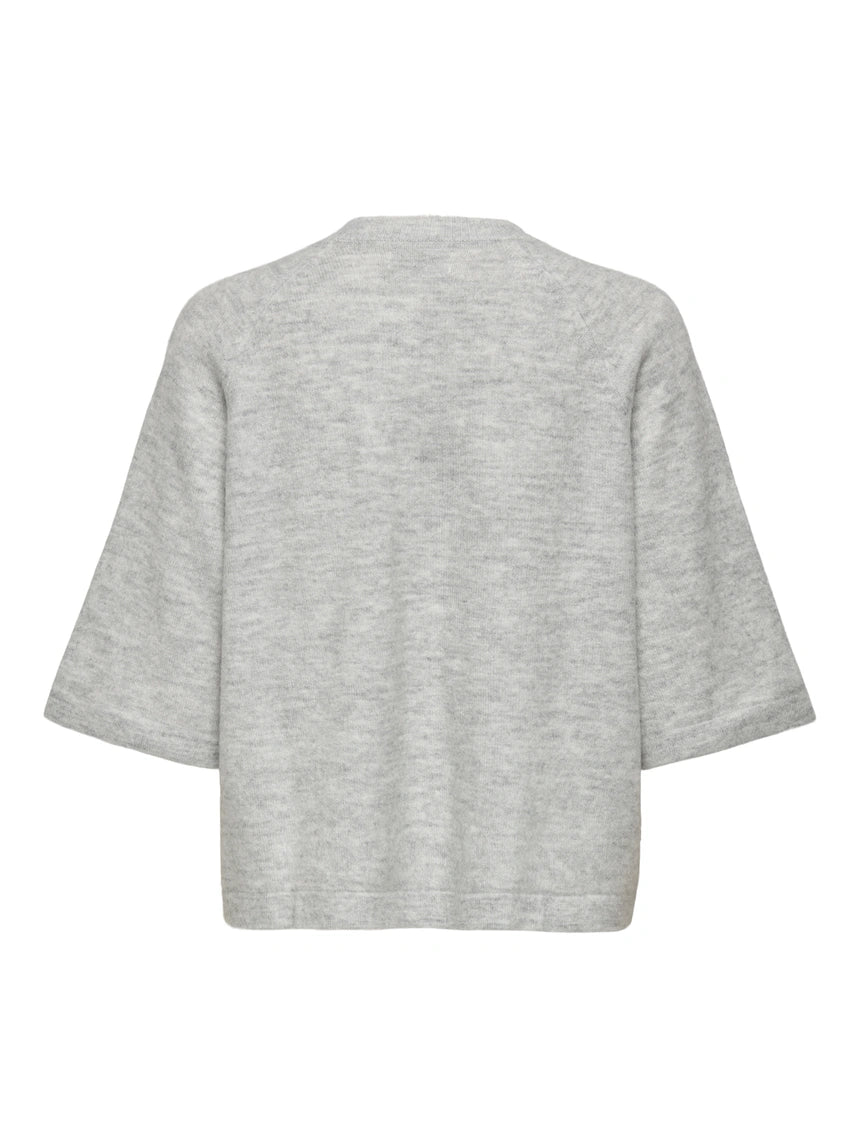 SIMONI 3/4 PULLOVER KNIT - Light Grey Melange
