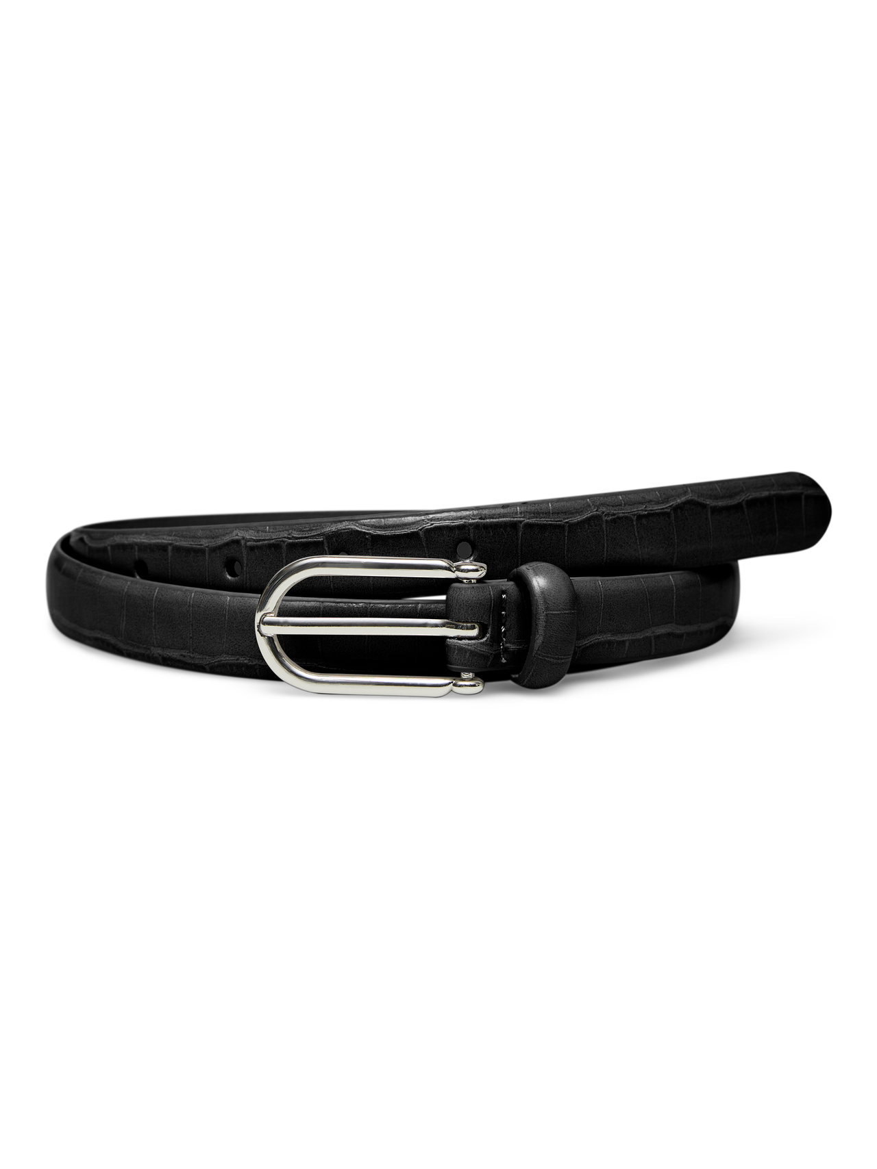 BECCA COATED BELT CROCO - Black/Silver