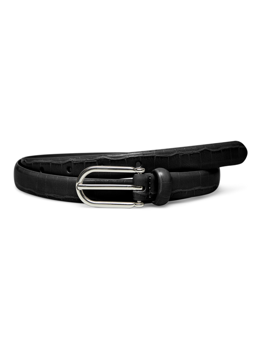 BECCA COATED BELT CROCO - Black/Silver