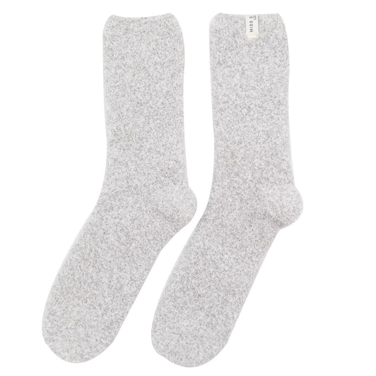 Fluffy Plain Socks - Silver Grey