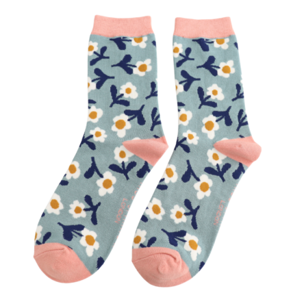 Bamboo Socks - Blue Daisy