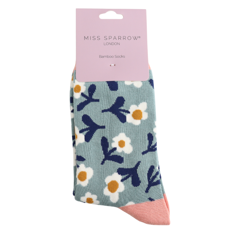 Bamboo Socks - Blue Daisy