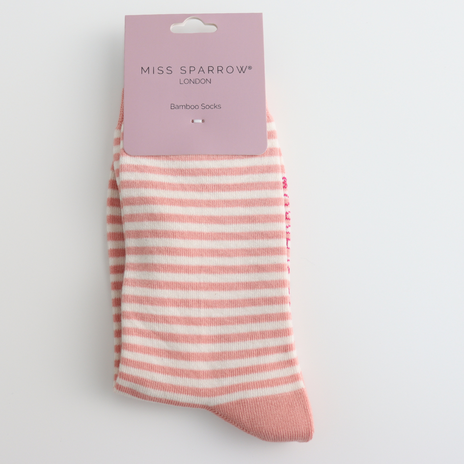 Bamboo Socks - Pink Stripe