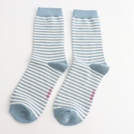 Bamboo Socks - Dusty Blue Stripe