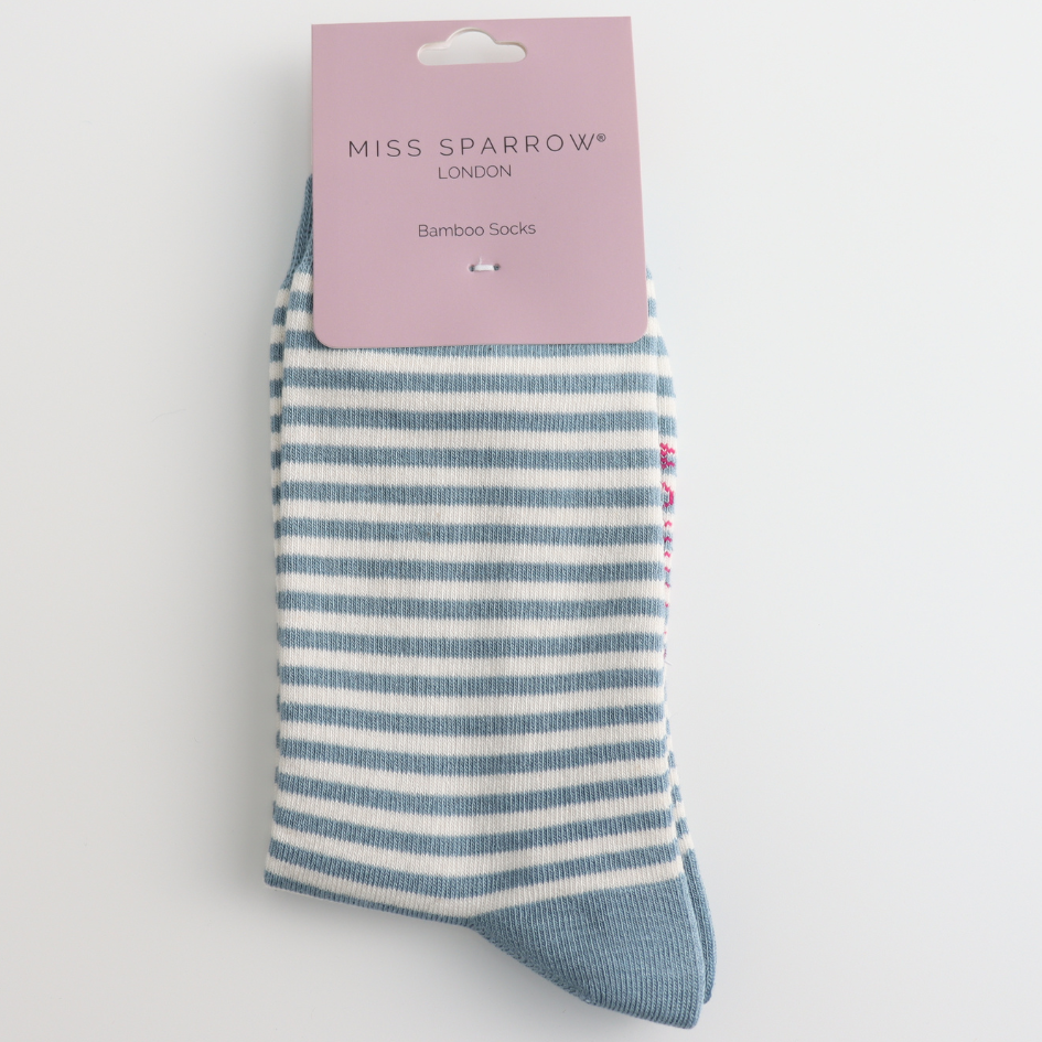 Bamboo Socks - Dusty Blue Stripe