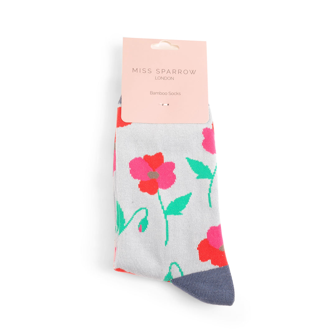 Bamboo Socks - Blue Poppy Flower