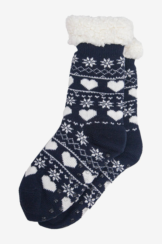 Slipper Socks - Navy Christmas