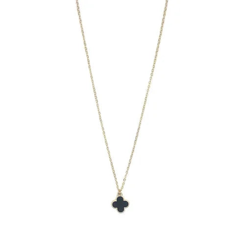 Clover Pendant Necklace - Black/Gold