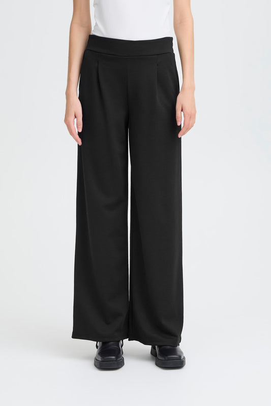 KATE SUS LONG WIDE TROUSERS - Black