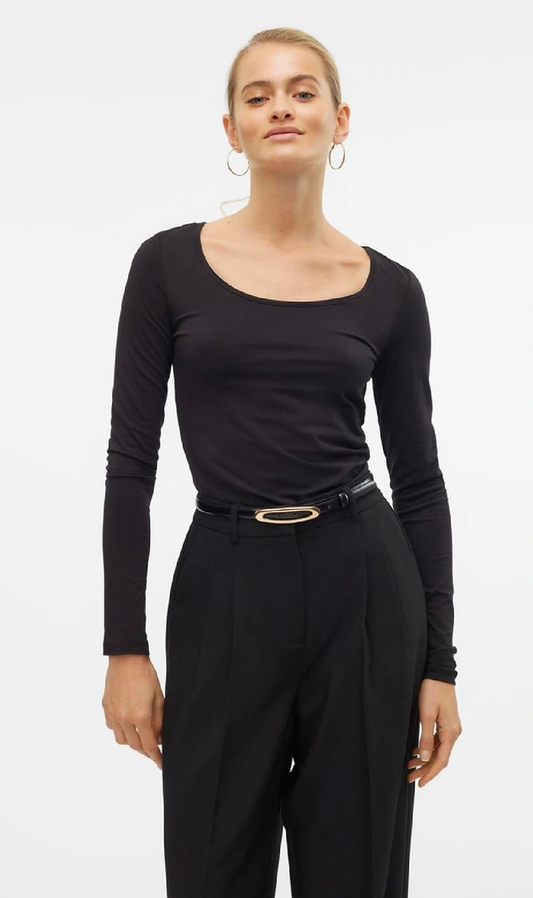 MAXI Soft U-Neck Top - Black