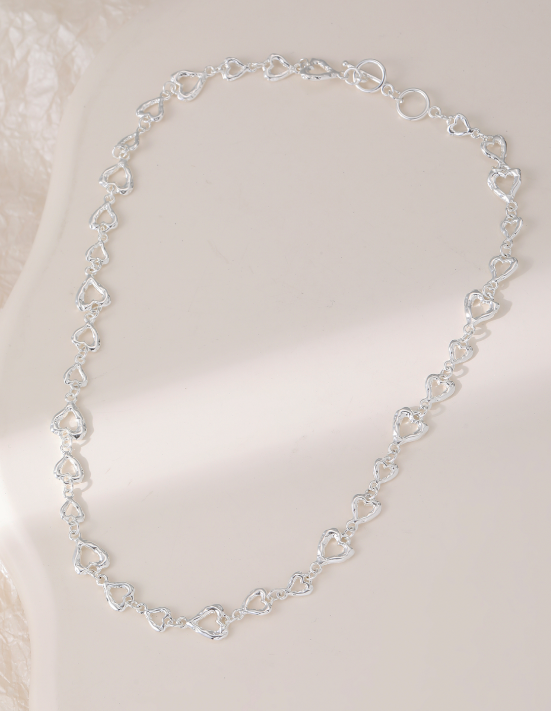 Heart Chain Necklace - Silver