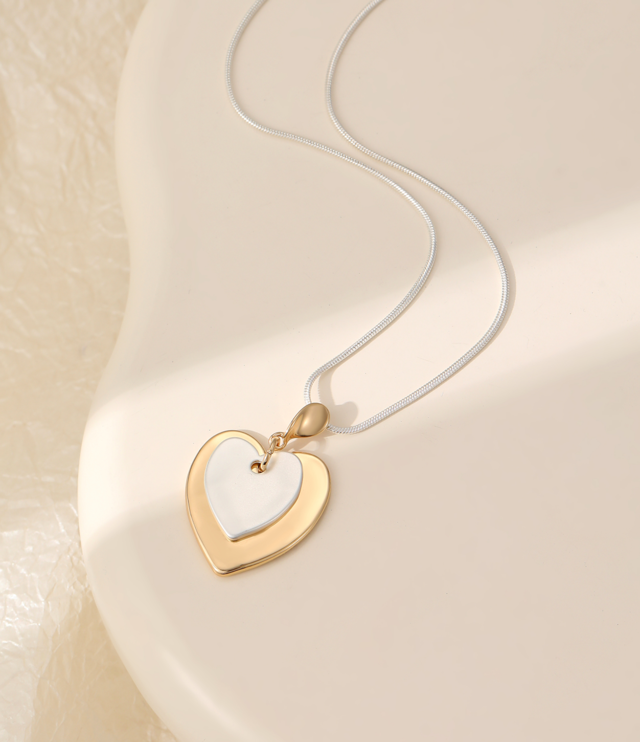 Double Heart Necklace - Gold/Silver