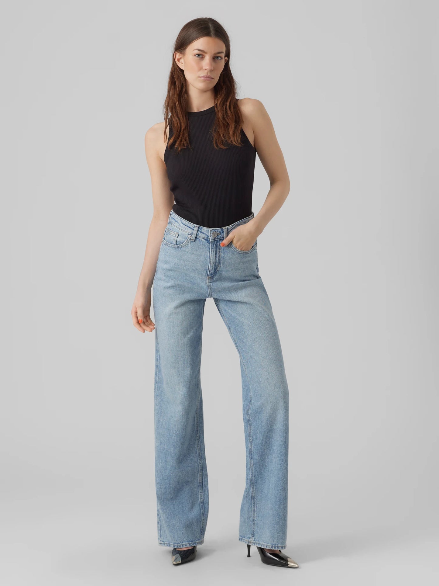 TESSA HR WIDE JEANS - Light Blue Denim