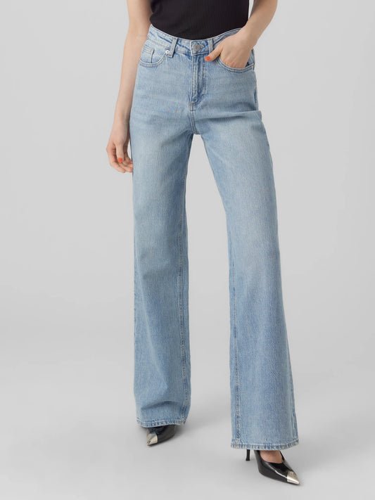 TESSA HR WIDE JEANS - Light Blue Denim