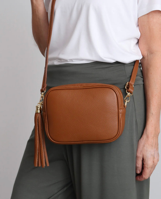 Tan Leather Tassle Bag