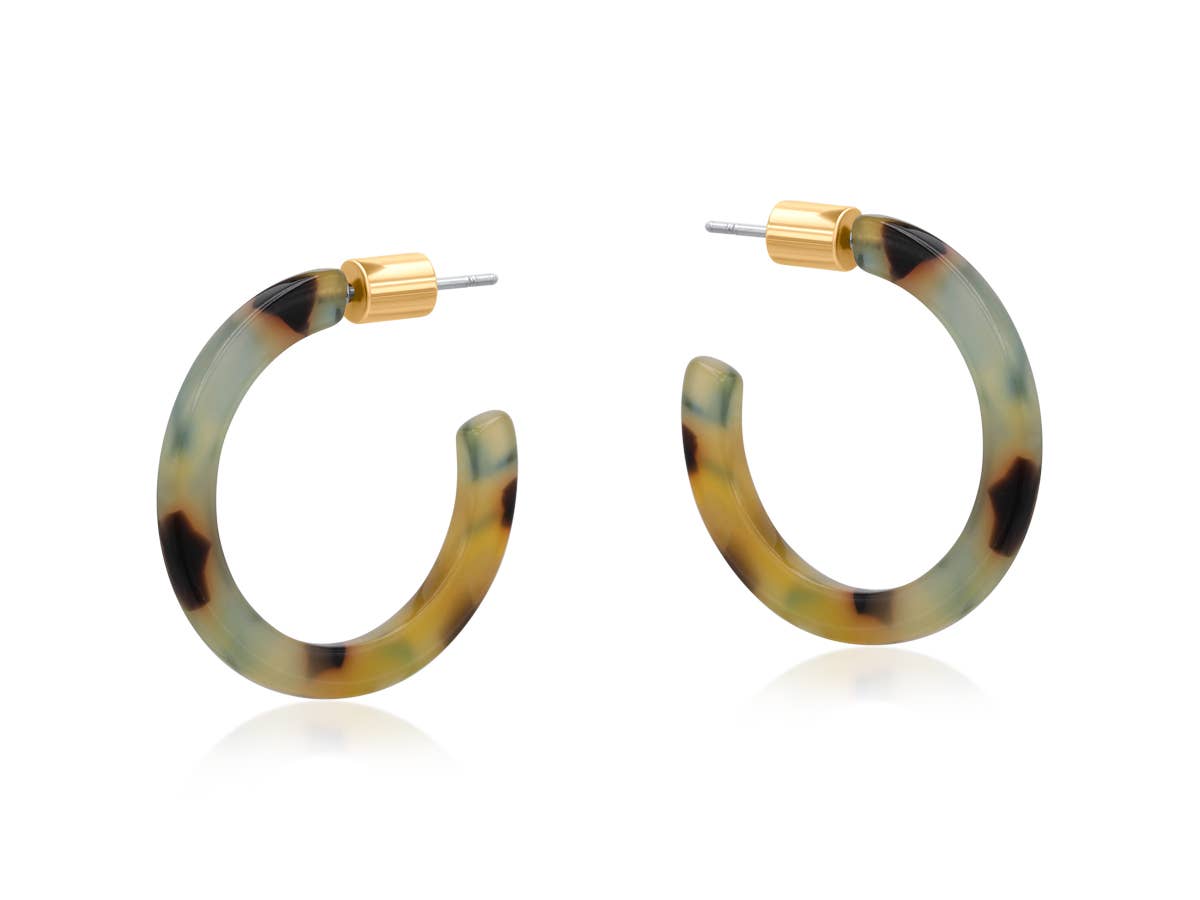 Octavia Thin Resin Hoop Earrings: Yellow/Rust