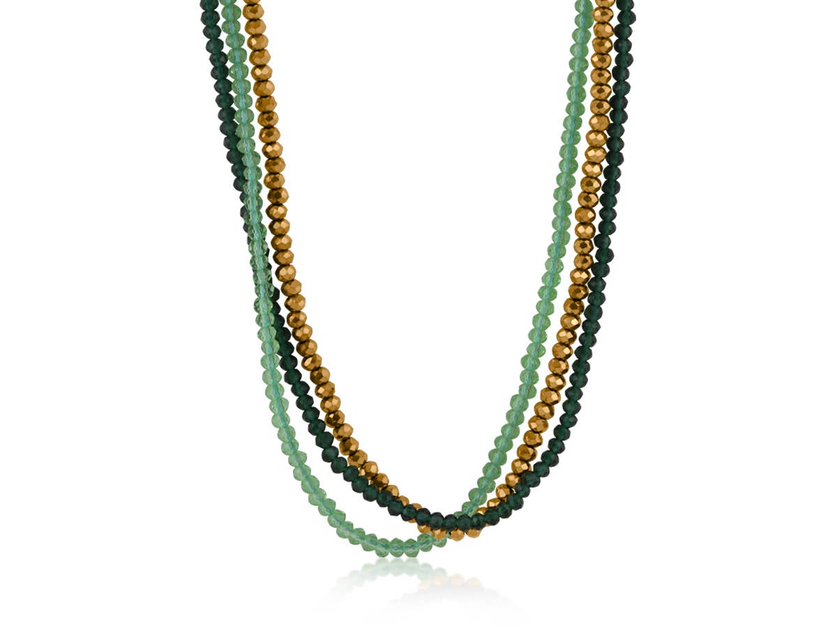 BELLE 3 STRING BEADED NECKLACE: GREEN