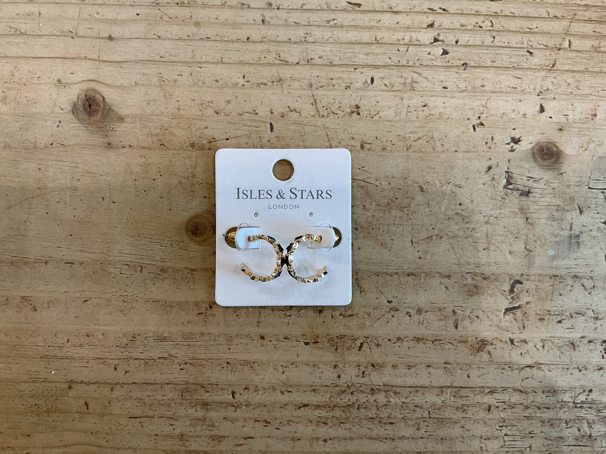 Isles and Stars- Gold hoops with Black Star Detail