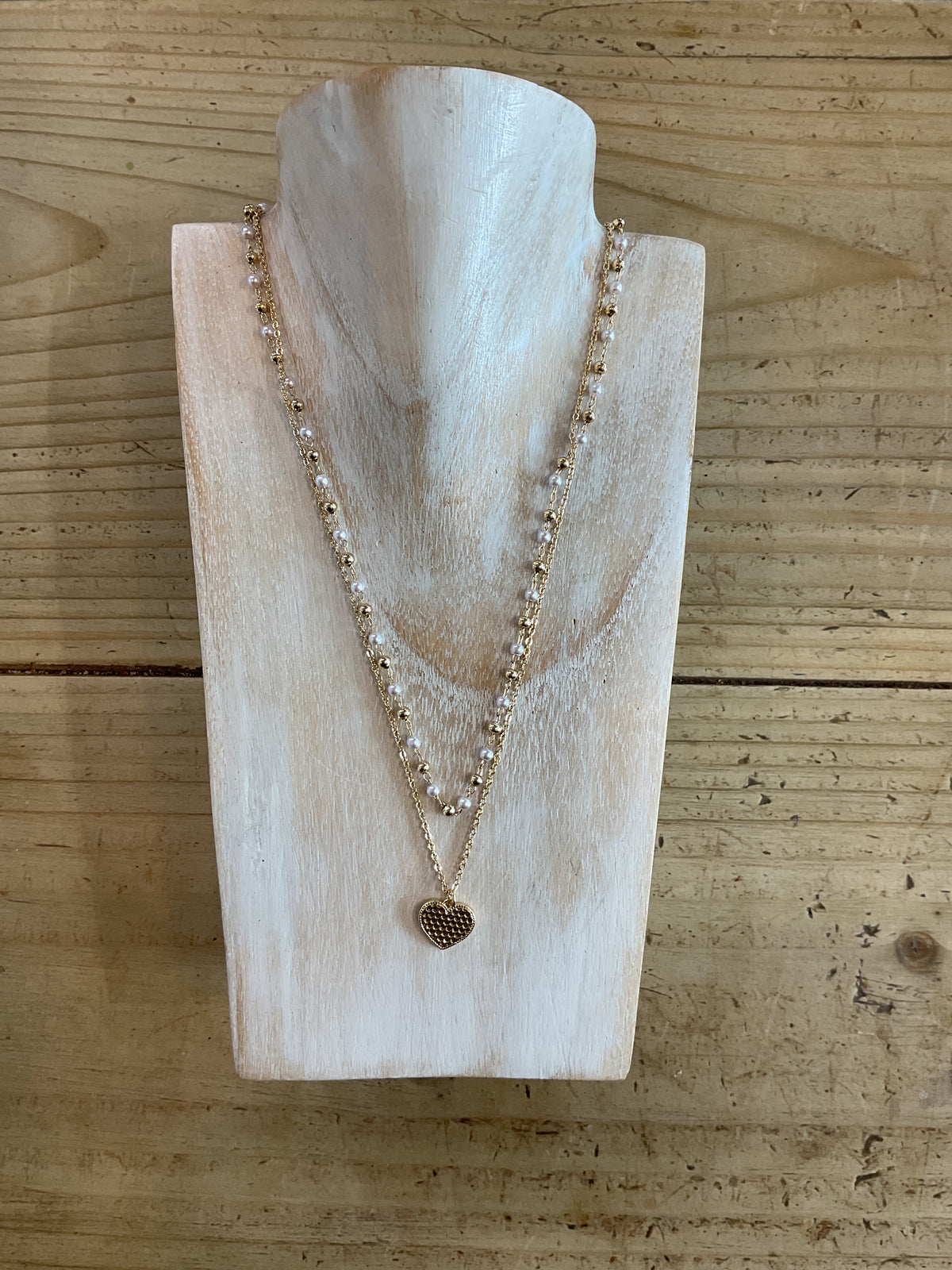 Isles and Stars- Heart and Pearl Chain Necklace
