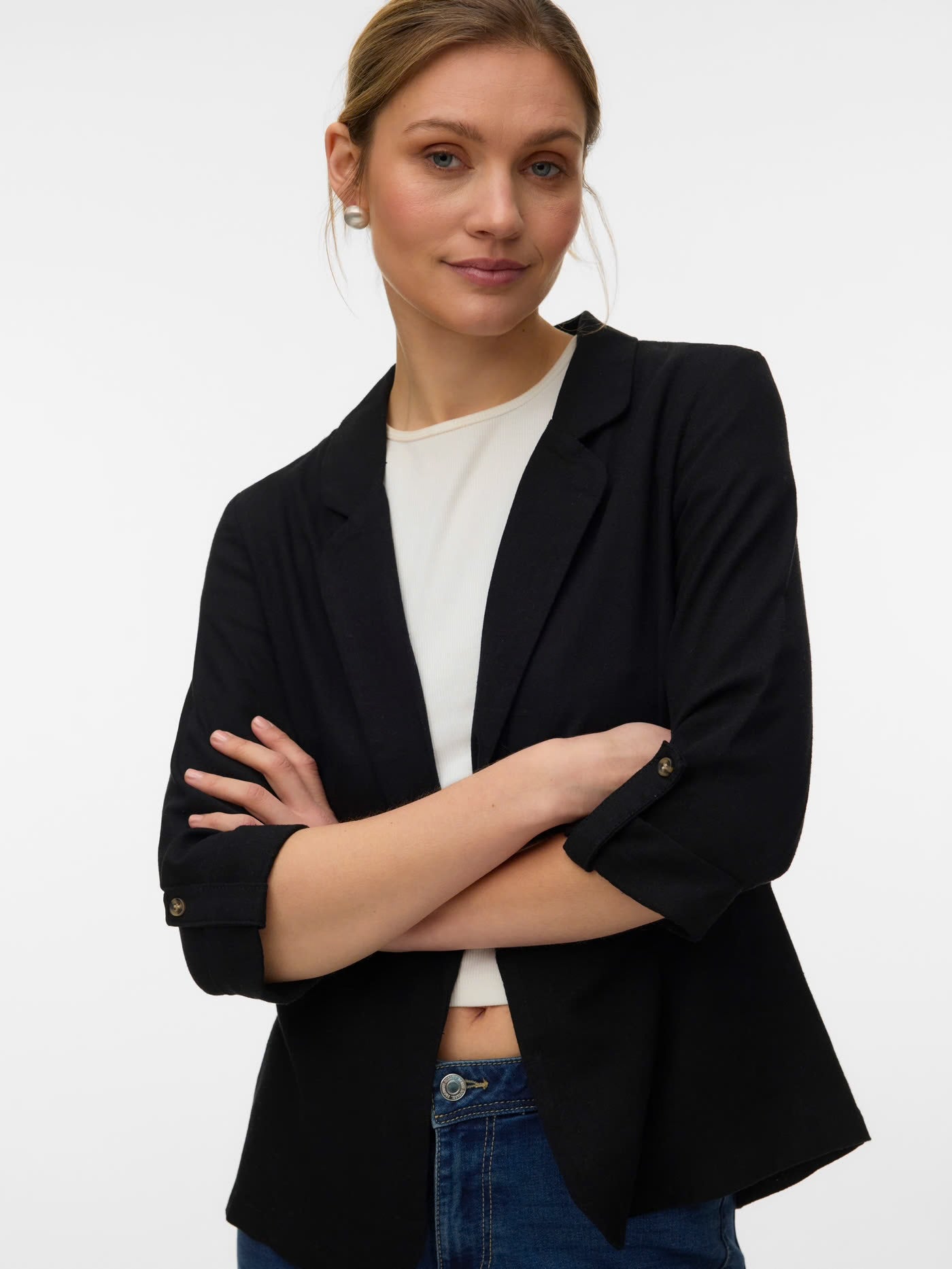 JESMILO 3/4 LOOSE BLAZER - Black