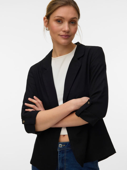 JESMILO 3/4 LOOSE BLAZER - Black