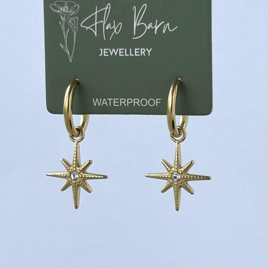 Tarnish Resistant Starburst Huggies: Gold