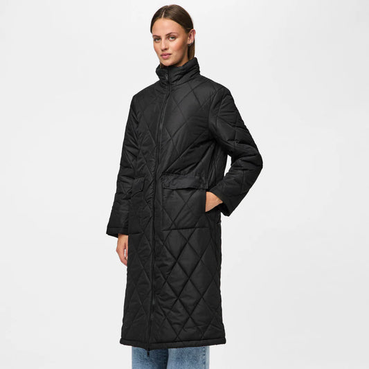 MAILEY LONG QUILTED JACKET - Black