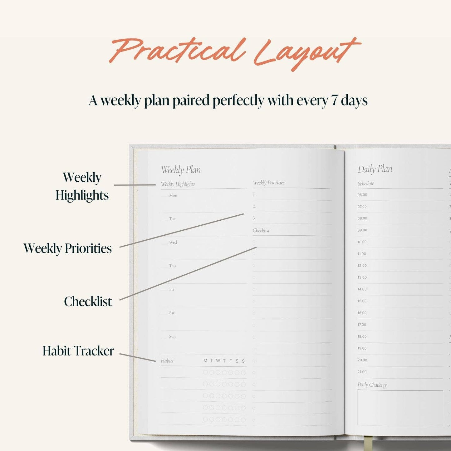 Undated Daily Planner Blue Mosaic | Page a Day | Hardcover