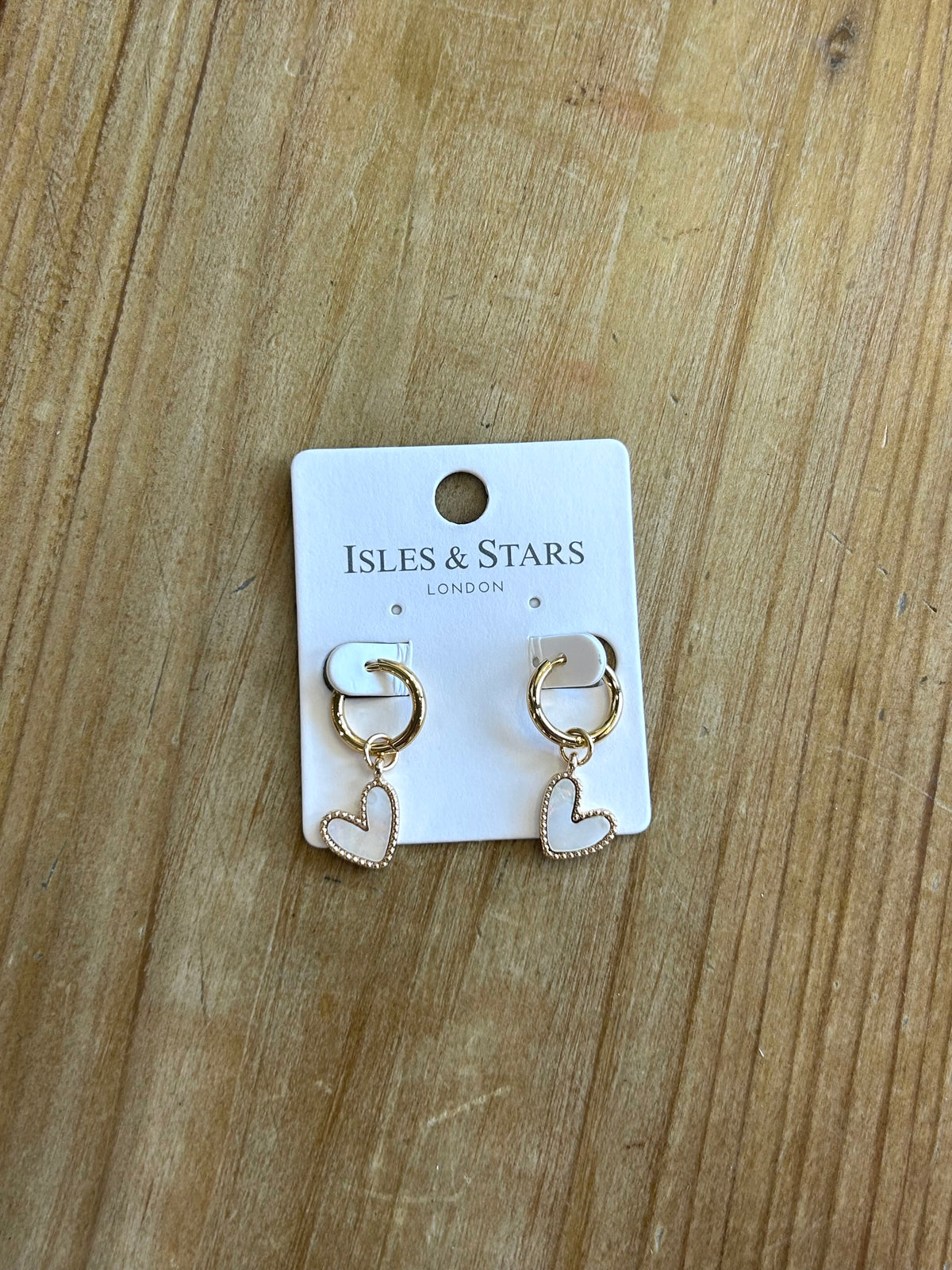 Pearlised Heart Hoop Earrings- Gold