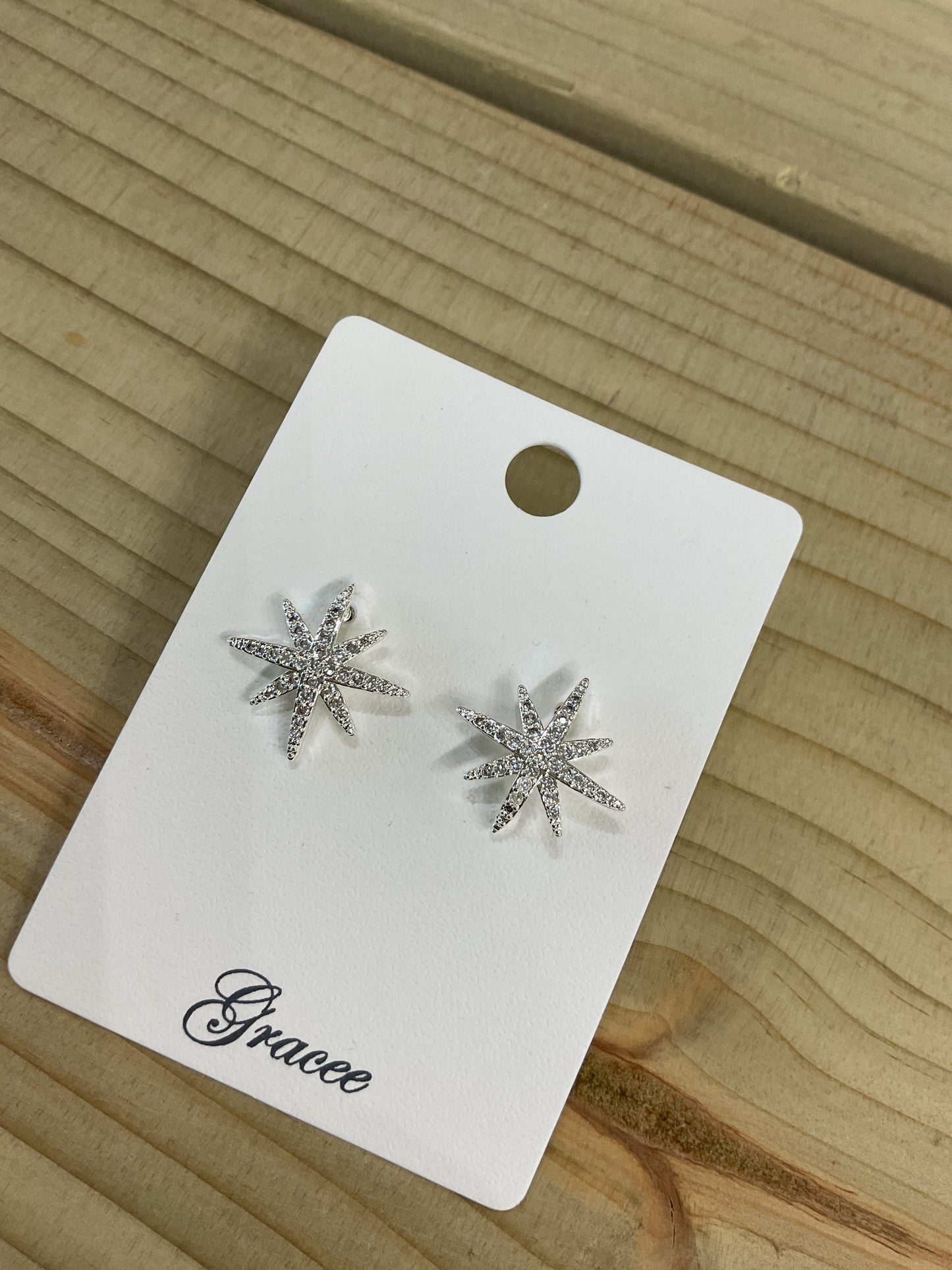 Sparkly Star Earrings - Silver