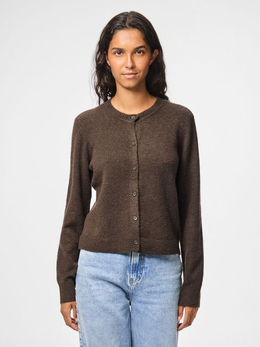 MALOU LS KNIT CARDIGAN - Hot Fudge