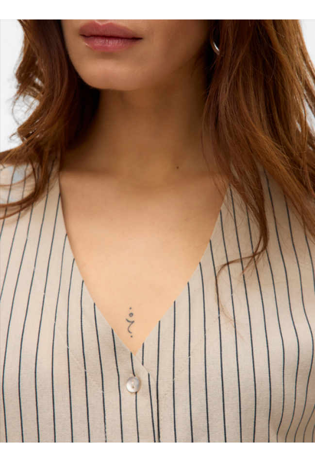 MYMILO V-NECK SHIRT - Silver Lining Stripe
