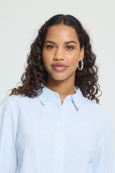 IHGARIA back bow shirt ~ stripe light blue