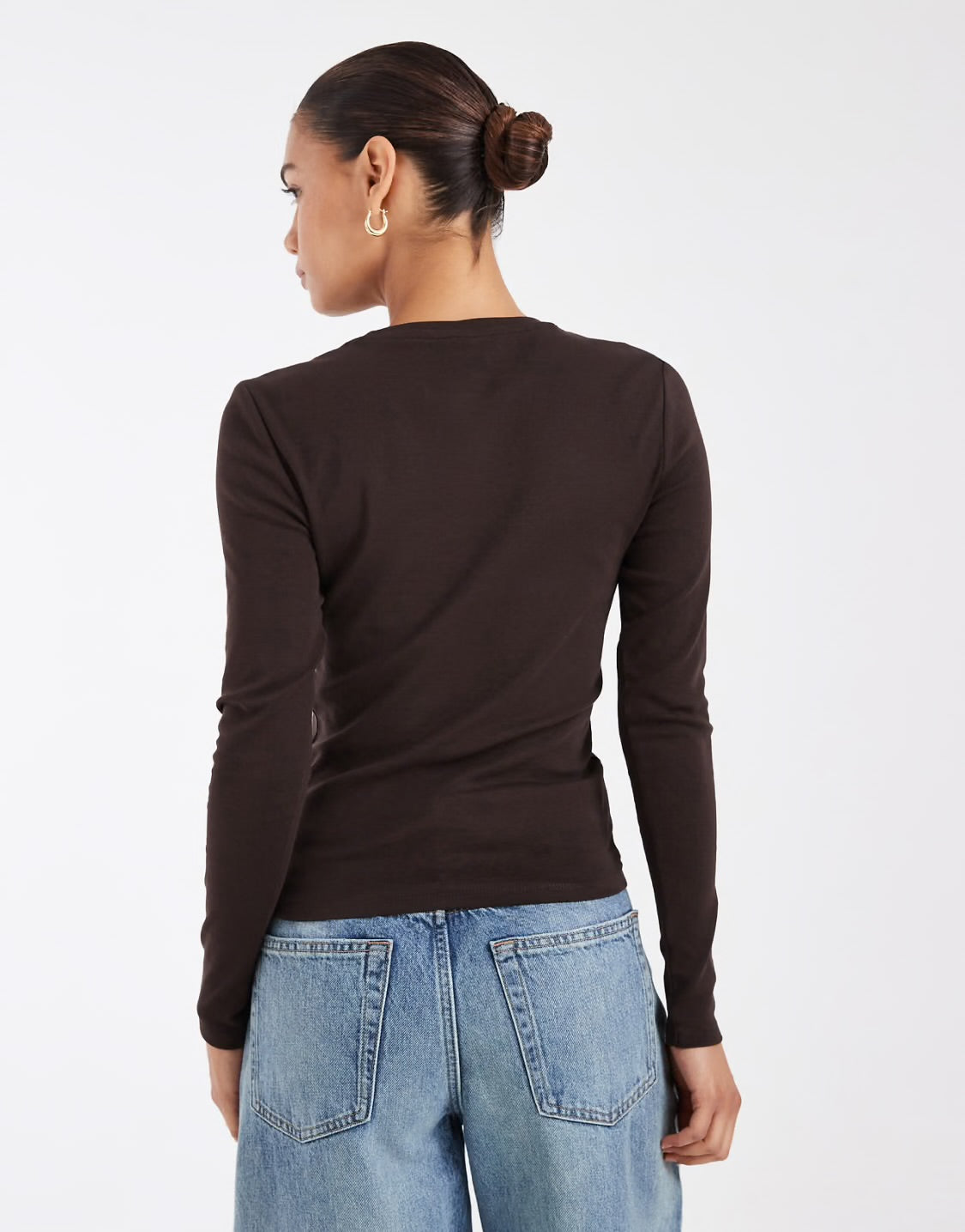 RILEY O-NECK L/S TOP JRS - Black Coffee
