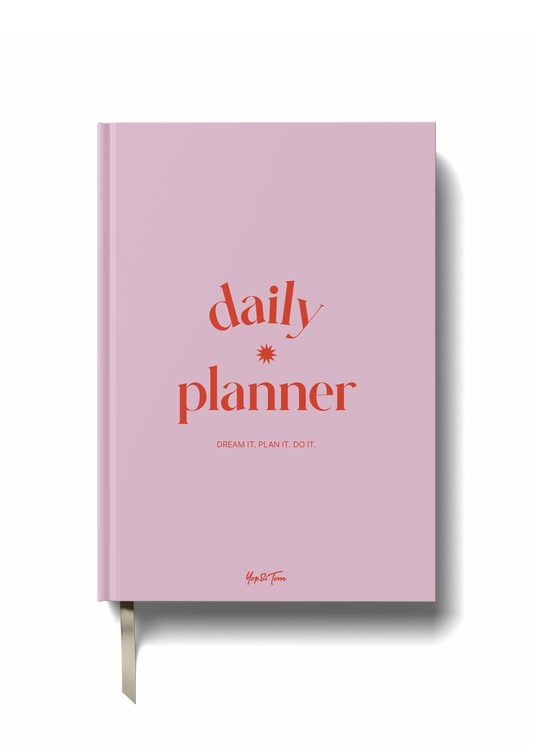 Undated Daily Planner Pink & Red | Page a Day | Hardcover