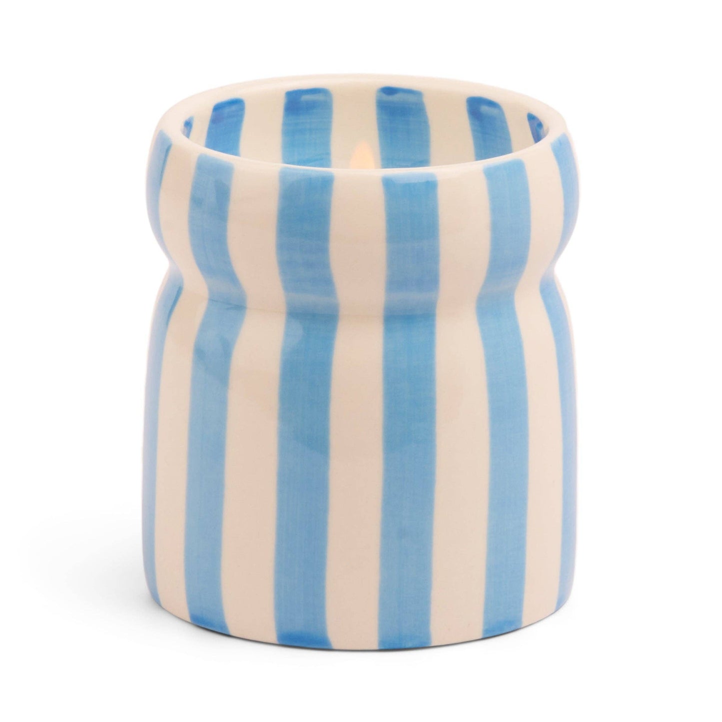 Cabana 6.5oz/184g Blue Striped Ceramic Candle - Lost at Sea