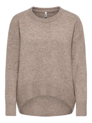 ALIVIA LS HIGH-LOW O-NECK NOOS KNIT