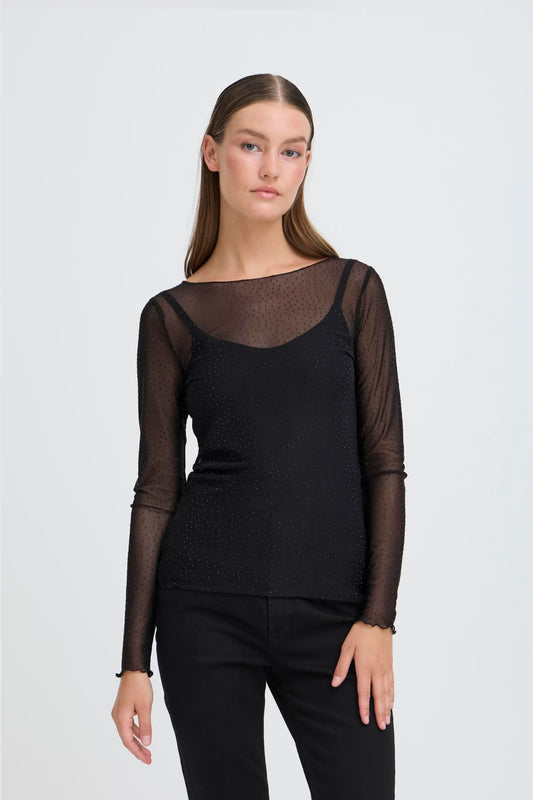 NOVIOLA LS MESH TOP - Black