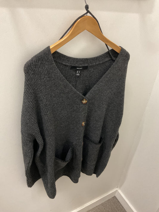 ZORA LS V-NECK OPEN CARDIGAN - Asphalt/Black