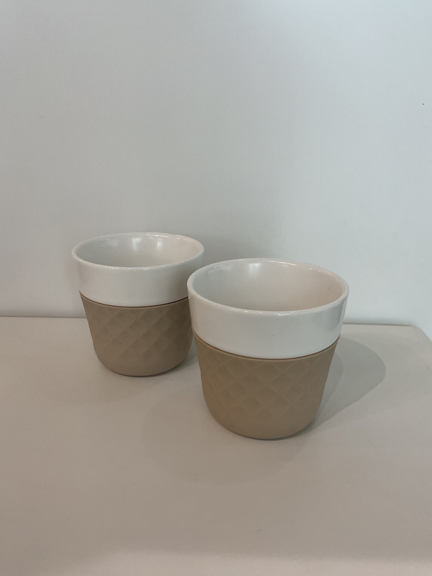 2 Porcelaine Coffee / Espresso Cups - Taupe