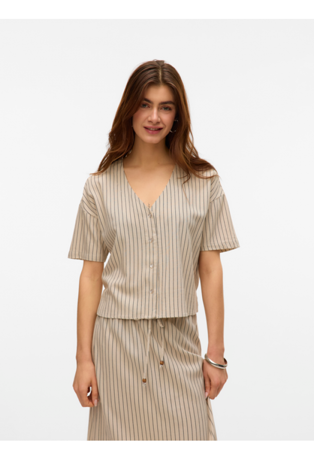 MYMILO V-NECK SHIRT - Silver Lining Stripe