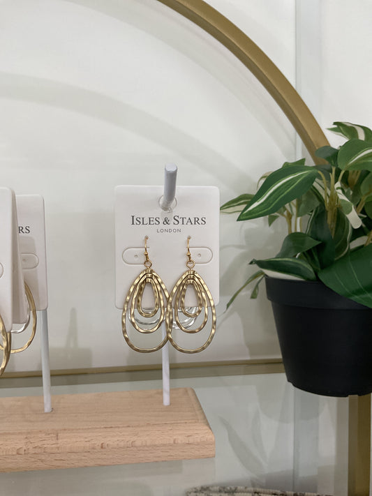 Layered Teardrop  Earrings- Gold