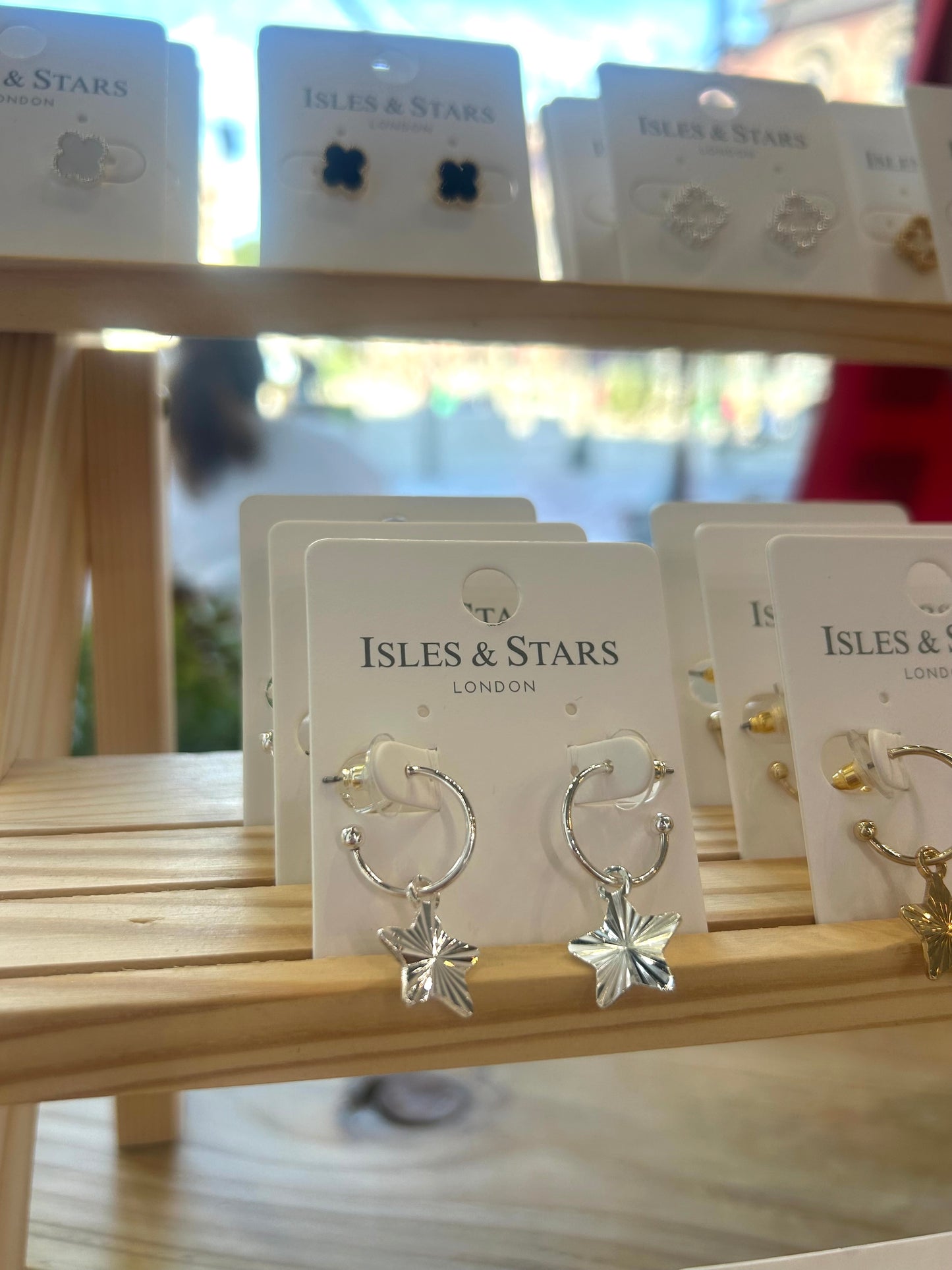 Star Hoop Earrings- Silver