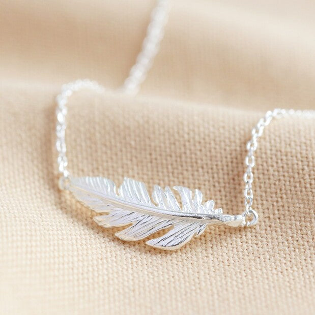 Lisa Angel Feather Necklace - Silver